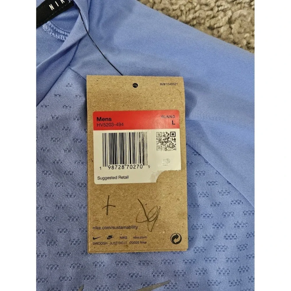 Nike Stride Dri-FIT ADV Running Shirt Mens Large Blue Short Sleeve New